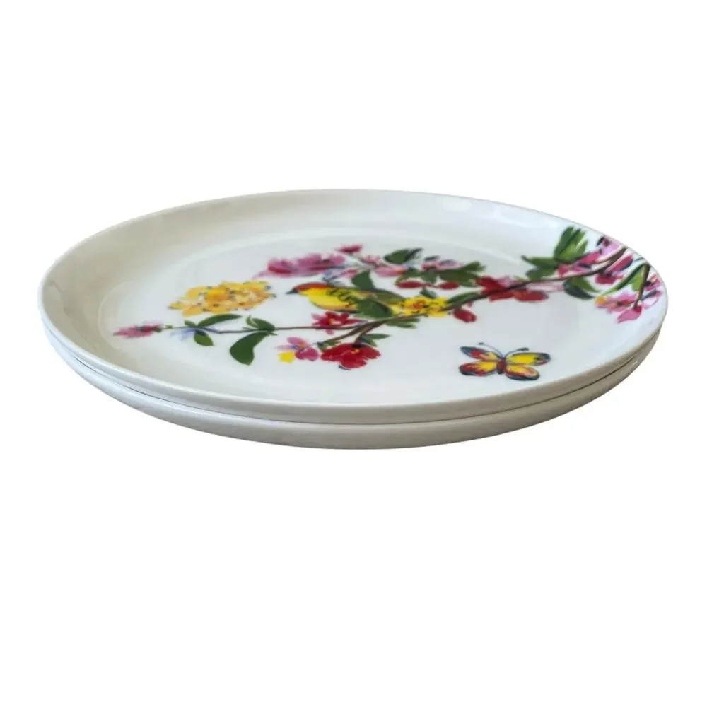 Mikasa BUTTERFLY GARDEN Porcelain Salad Plate 9.25in Set of 2 Spring Floral NEW
